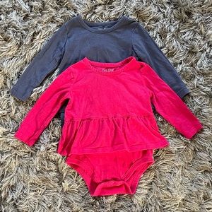 Okie Dokie Baby Girl Long Sleeve Onesies Bundle Size 12months